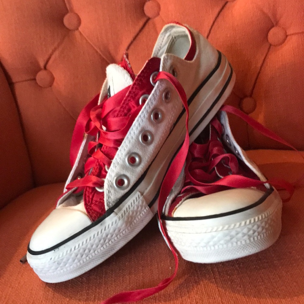 Converse All Star Double Tongue White & Red size 7